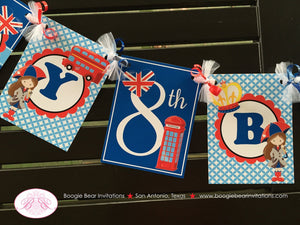London England Birthday Party Banner Happy Girl British Flag Heart Royal Queen Crown Great Britain Boogie Bear Invitations Elizabeth Theme