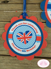 Load image into Gallery viewer, London England Birthday Party Favor Tags Girl British Flag Union Jack UK Taxi Great Britain Royal Boogie Bear Invitations Elizabeth Theme