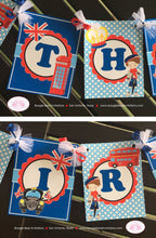 Load image into Gallery viewer, London England Birthday Party Banner Happy Boy British Flag Heart 1st 4th 5th 6th 7th 8th 9th 10th 11th Boogie Bear Invitations Nigel Theme
