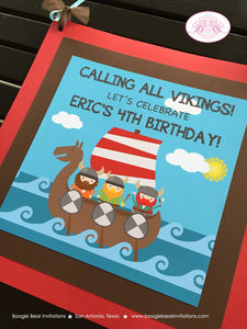 Viking Warrior Party Door Banner Birthday Boy Girl Ocean Set Sail Ship Kids Medieval Erik the Red Norse Boogie Bear Invitations Eric Theme