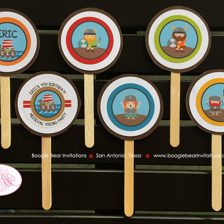 Viking Birthday Party Cupcake Toppers Warrior Boy Girl Ocean Set Sail Ship Swim Swimming Boat Medieval Boogie Bear Invitations Eric Theme