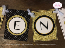 Load image into Gallery viewer, Mr. Wonderful Birthday Party Banner Bow Tie Little Man Black Onederful Polka Dot Glitter Gold ONE 1st 2nd Boogie Bear Invitations Owen Theme