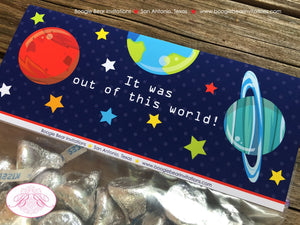 Outer Space Birthday Party Treat Bag Toppers Folded Favor Planets Solar System Galaxy Stars Astronaut Boogie Bear Invitations Galileo Theme