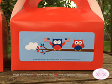 Load image into Gallery viewer, 4th of July Owls Birthday Treat Boxes Favor Tags Bag Party Boy Girl Patriotic Flag Independence Day Boogie Bear Invitations Blakeley Theme