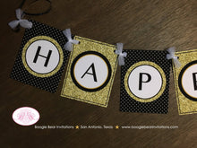 Load image into Gallery viewer, Mr. Wonderful Happy Birthday Party Banner Bow Tie Boy Little Man Black Onederful Glitter Gold ONE 1st 2nd Boogie Bear Invitations Owen Theme