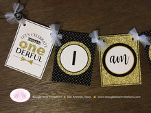 Load image into Gallery viewer, Mr. Wonderful Highchair I am 1 Banner Birthday Party Bow Tie Boy Little Man Black Onederful Gold ONE 1st Boogie Bear Invitations Owen Theme