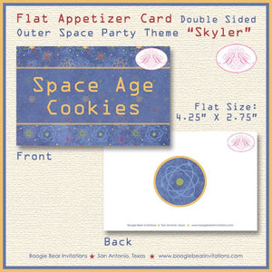 Outer Space Birthday Party Favor Card Appetizer Place Food Boy Girl Solar System Galaxy Rocket Boogie Bear Invitations Skyler Theme Printed