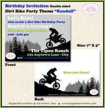 Load image into Gallery viewer, Dirt Bike Birthday Party Invitation Blue Lime Green Boy Girl Enduro Motocross Motorcycle Race Boogie Bear Invitations Randall Theme Printed