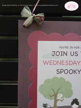 Load image into Gallery viewer, Halloween Birthday Party Door Banner Spooky Family Boy Girl Haunted House Full Moon Owl Spooky Black Boogie Bear Invitations Wednesday Theme
