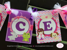 Load image into Gallery viewer, Vet Doctor Girl Birthday Party Banner Name Small Animals Hospital Pink Purple 1st 2nd 3rd 4th 5th 6th Boogie Bear Invitations Catrice Theme