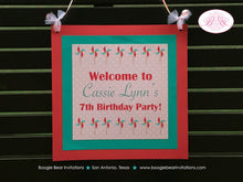 Load image into Gallery viewer, Pink Pinwheel Party Door Banner Birthday Girl Retro Teal Turquoise Aqua Spin Polka Dot Vintage Summer Boogie Bear Invitations Cassie Theme