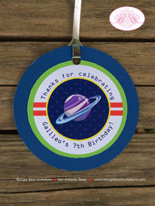 Outer Space Birthday Party Favor Tags Boy Girl Planets Science Solar System Galaxy Stars Future Orbit Boogie Bear Invitations Galileo Theme