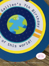 Load image into Gallery viewer, Outer Space Birthday Party Favor Tags Boy Girl Planets Science Solar System Galaxy Stars Future Orbit Boogie Bear Invitations Galileo Theme