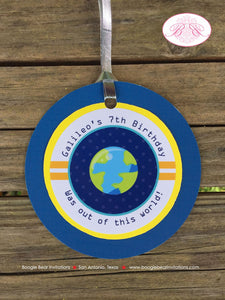 Outer Space Birthday Party Favor Tags Boy Girl Planets Science Solar System Galaxy Stars Future Orbit Boogie Bear Invitations Galileo Theme