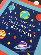 Load image into Gallery viewer, Outer Space Birthday Party Door Banner Galaxy Girl Boy Planet Stars Moon Earth Solar System Astronaut Boogie Bear Invitations Galileo Theme