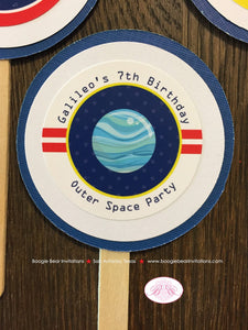 Outer Space Birthday Cupcake Toppers Party Boy Girl Science Planets Solar System Galaxy Stars Moon Set Boogie Bear Invitations Galileo Theme