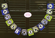 Load image into Gallery viewer, Dirt Bike Happy Birthday Party Banner Blue Lime Green Boy Girl Enduro Motocross Motorcycle Racing Race Boogie Bear Invitations Randall Theme