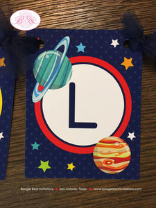 Outer Space Birthday Party Banner Small Boy Girl Science Planets Solar System Galaxy Orbit Stars Moon Boogie Bear Invitations Galileo Theme