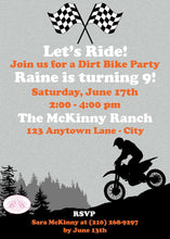 Load image into Gallery viewer, Dirt Bike Birthday Party Invitation Mountain Orange Black Girl Boy Motocross Enduro Race Track Boogie Bear Invitations Raine Theme Printed
