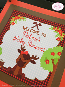 Little Moose Baby Shower Door Banner Red Forest Woodland Boy Girl Animals Calf Party Plaid Axe Flowers Boogie Bear Invitations Valerie Theme