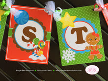 Load image into Gallery viewer, Gingerbread Girl Merry Christmas Banner Party Red Winter Lollipop Snowflake Snow Cookie Sweet Birthday Boogie Bear Invitations Gretel Theme