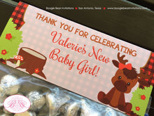 Load image into Gallery viewer, Little Moose Baby Shower Treat Bag Toppers Folded Favor Girl Boy Forest Woodland Animals Party Plaid Boogie Bear Invitations Valerie Theme