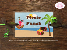 Load image into Gallery viewer, Pink Pirate Party Beverage Card Birthday Drink Label Beach Girl Swim Swimming Ocean Island Pool Beach Boogie Bear Invitations Angelica Theme