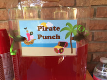 Load image into Gallery viewer, Pink Pirate Party Beverage Card Birthday Drink Label Beach Girl Swim Swimming Ocean Island Pool Beach Boogie Bear Invitations Angelica Theme