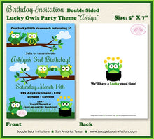 Load image into Gallery viewer, St. Patrick&#39;s Birthday Party Invitation Day Owls Girl Boy Lucky Shamrock Boogie Bear Invitations Paperless Printable Printed Ashlyn Theme