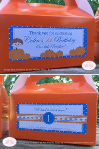 Blue Pumpkin Party Treat Boxes Favor Tags Bag Birthday Boy Fall Orange Harvest Barn Fall Country Autumn Boogie Bear Invitations Colin Theme