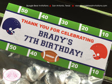 Load image into Gallery viewer, Football Birthday Party Treat Bag Toppers Folded Favor Red Blue Touchdown Foot Ball Athletic Field Game Boogie Bear Invitations Brady Theme