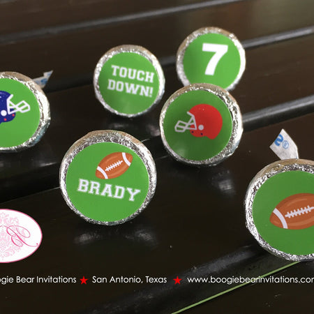 Football Birthday Party Circle Candy Sticker Sheet Red Blue Touchdown Foot Ball Athletic Field Game Boy Boogie Bear Invitations Brady Theme