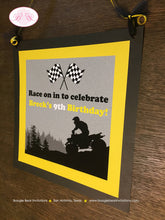 Load image into Gallery viewer, ATV Off Road Birthday Door Banner Sign Party Quad Boy Girl Yellow Black All Terrain Vehicle 4 Wheeler Boogie Bear Invitations Breck Theme