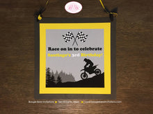 Load image into Gallery viewer, Dirt Bike Birthday Party Door Banner Off Road Boy Girl Yellow Motorcycle Motocross Enduro Racing Race Boogie Bear Invitations Santiago Theme