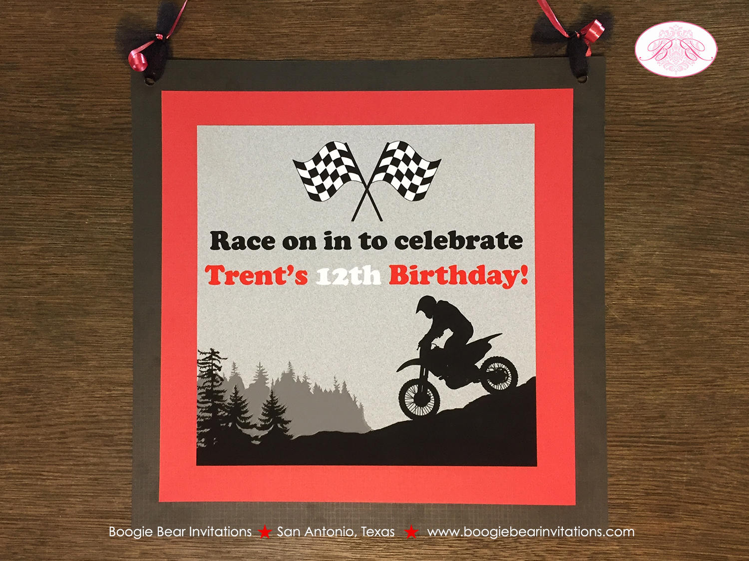 Dirt Bike Birthday Party Door Banner Off Road Boy Girl Red Black Endur – Boogie Bear Invitations dirt-bike-birthday-party-door-banner-off-road-boy-girl-red-black-endur-boogie-bear-invitations