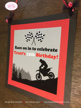 Load image into Gallery viewer, Dirt Bike Birthday Party Door Banner Off Road Boy Girl Red Black Enduro Motorcycle Motocross Race Sports Boogie Bear Invitations Trent Theme