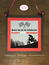 Load image into Gallery viewer, Dirt Bike Birthday Party Door Banner Off Road Boy Girl Red Black Enduro Motorcycle Motocross Race Sports Boogie Bear Invitations Trent Theme