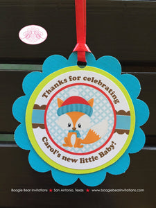 Winter Woodland Animals Party Favor Tags Baby Shower Owl Fox Boy Girl Christmas Red Santa Snow Birthday Boogie Bear Invitations Carol Theme