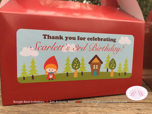 Red Riding Hood Birthday Treat Boxes Party Favor Tags Bag Box Little Forest Girl Tree Big Bad Wolf Boogie Bear Invitations Scarlett Theme