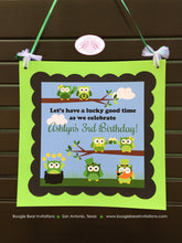 Load image into Gallery viewer, St. Patrick&#39;s Day Party Door Banner Owls Birthday Boy Girl Lucky Green Woodland Pot Of Gold Clover Luck Boogie Bear Invitations Ashlyn Theme
