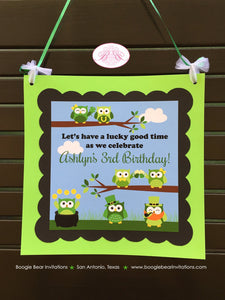 St. Patrick's Day Party Door Banner Owls Birthday Boy Girl Lucky Green Woodland Pot Of Gold Clover Luck Boogie Bear Invitations Ashlyn Theme