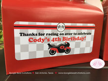 Load image into Gallery viewer, Red Motorcycle Party Treat Boxes Favor Birthday Tags Bag Boy Girl Enduro Motocross Racing Race Track Bike Boogie Bear Invitations Cody Theme