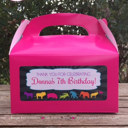 Disco Wild Animals Party Treat Boxes Birthday 70s Dance Zoo Animals Jungle Elephant Giraffe Zoo Girl Boy Boogie Bear Invitations Donna Theme