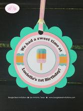 Load image into Gallery viewer, Pink Popsicle Birthday Party Favor Tags Ice Cream Orange Aqua Turquoise Vintage Retro Summer Boy Girl Boogie Bear Invitations Luciella Theme
