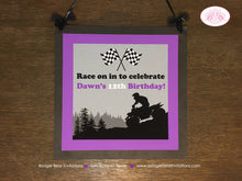Load image into Gallery viewer, Purple ATV Birthday Party Door Banner Happy Off Road Quad Black Girl All Terrain Vehicle 4 Wheeler Racing Boogie Bear Invitations Dawn Theme