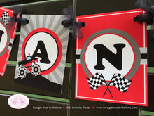 Load image into Gallery viewer, Monster Truck Birthday Party Banner Small Red Black Grey Boy Girl 1st 2nd 3rd 4th 5th 6th 7th 8th 9th Boogie Bear Invitations Juan Theme