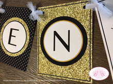 Load image into Gallery viewer, Mr. Wonderful Birthday Party Banner Bow Tie Little Man Black Onederful Polka Dot Glitter Gold ONE 1st 2nd Boogie Bear Invitations Owen Theme