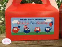 Load image into Gallery viewer, 4th of July Owls Birthday Treat Boxes Favor Tags Bag Party Boy Girl Patriotic Flag Independence Day Boogie Bear Invitations Blakeley Theme