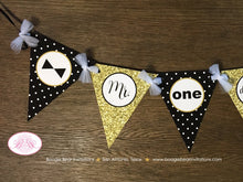 Load image into Gallery viewer, Mr. Wonderful Pennant I am 1 Banner Birthday Party Highchair Bow Tie Boy Kid Black Onederful Gold ONE 1st Boogie Bear Invitations Owen Theme