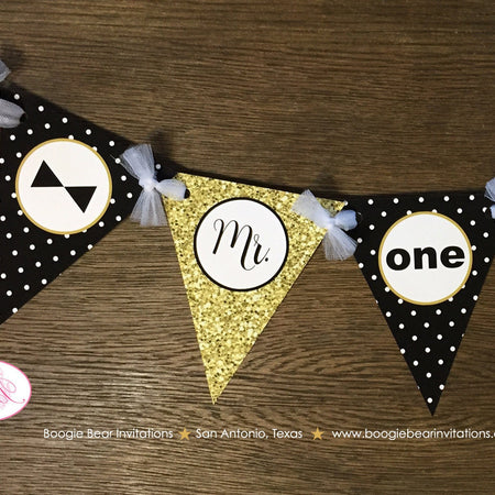 Mr. Wonderful Pennant I am 1 Banner Birthday Party Highchair Bow Tie Boy Kid Black Onederful Gold ONE 1st Boogie Bear Invitations Owen Theme